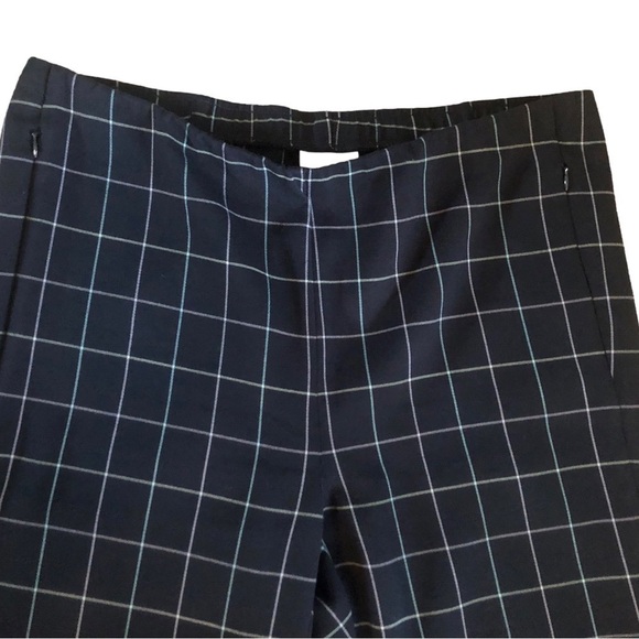 J Jill Window Pane Essential Cotton Stretch Pant Sz. 12 Navy Blue Straight Leg - Picture 2 of 7